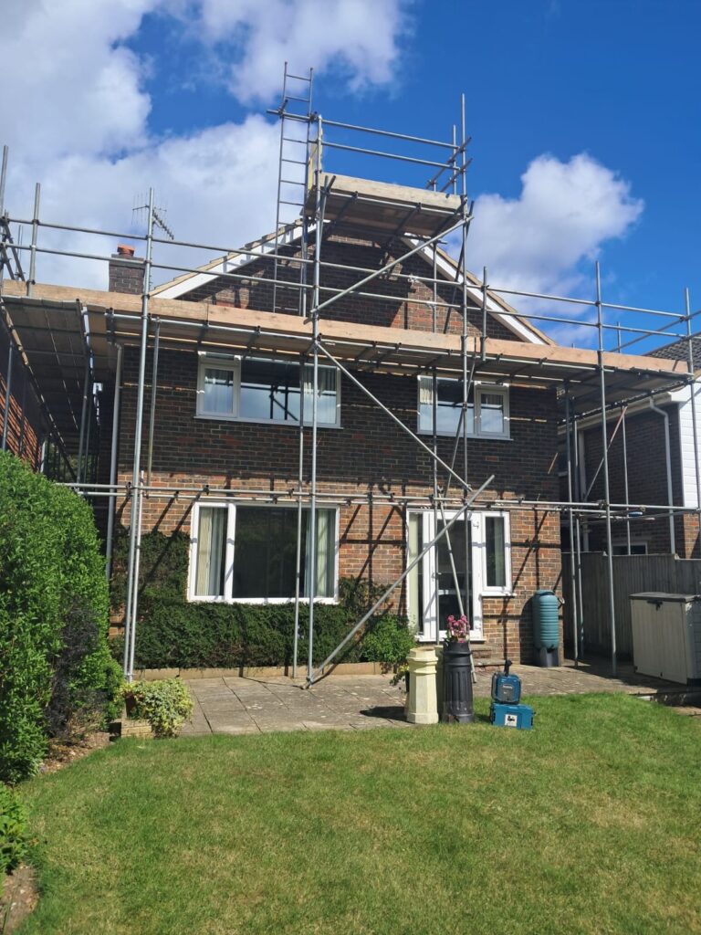 Scaffold for roofing, Erringham Road, Shoreham