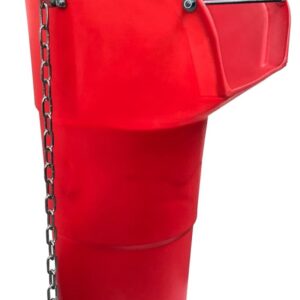 20 inch red rubbish chute side entry hopper – heavy-duty plastic side-loading funnel with integrated safety chain and reinforced mounting points for construction debris disposal