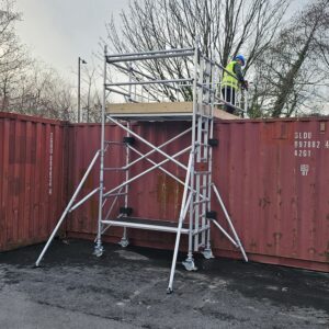 Lyte Boxing Ring Tower fully assembled with 360-degree enclosed platform for safe elevated access up to 12.2m