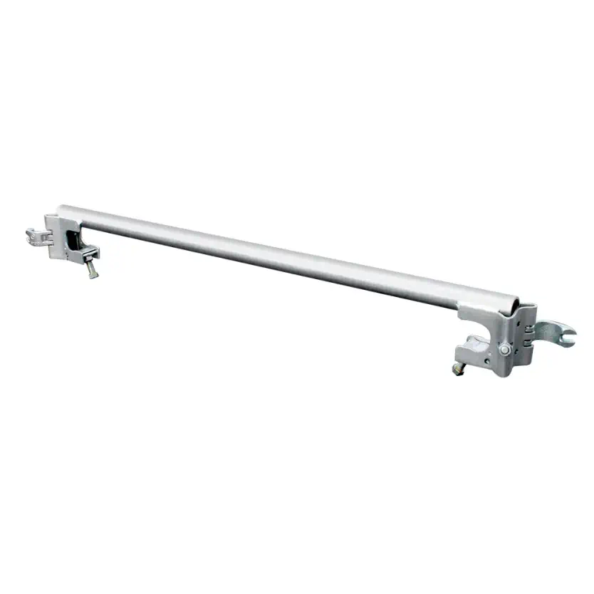 Readylok transom scaffolding component in galvanized steel with built-in couplers for quick assembly