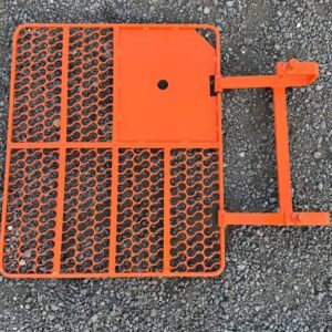 Side angle of orange scaffold ladder trap door hatch